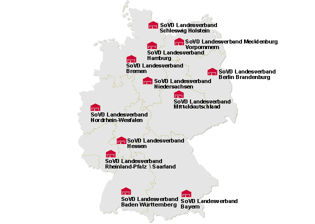 &Uuml;bersicht der einzelnen Kreisverbnde auf einer Karte