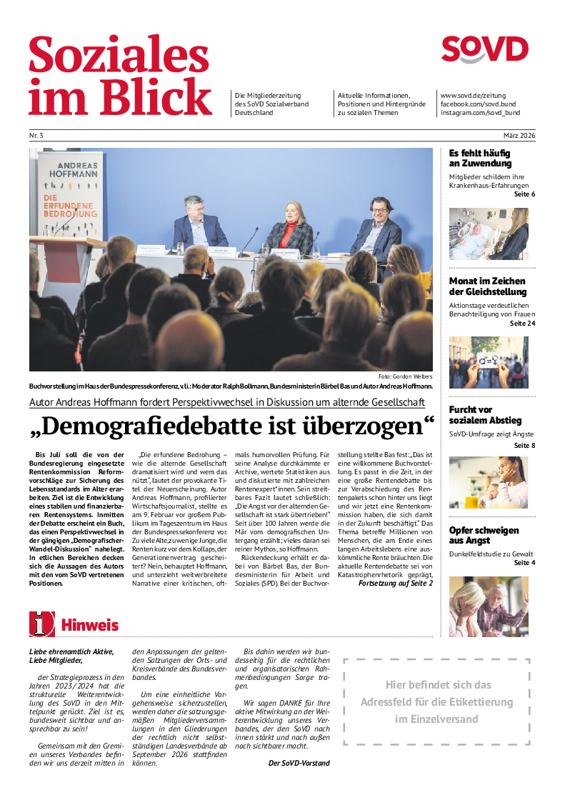 SoVD-Zeitung 03/2026 (Mitteldeutschland, Mecklenburg-Vorpommern) SoVD-Zeitung 03/2026 (Mitteldeutschland, Mecklenburg-Vorpommern)