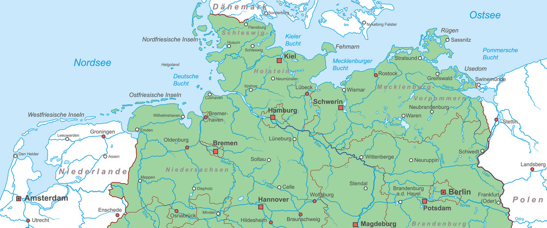 Landkarte von Norddeutschland
